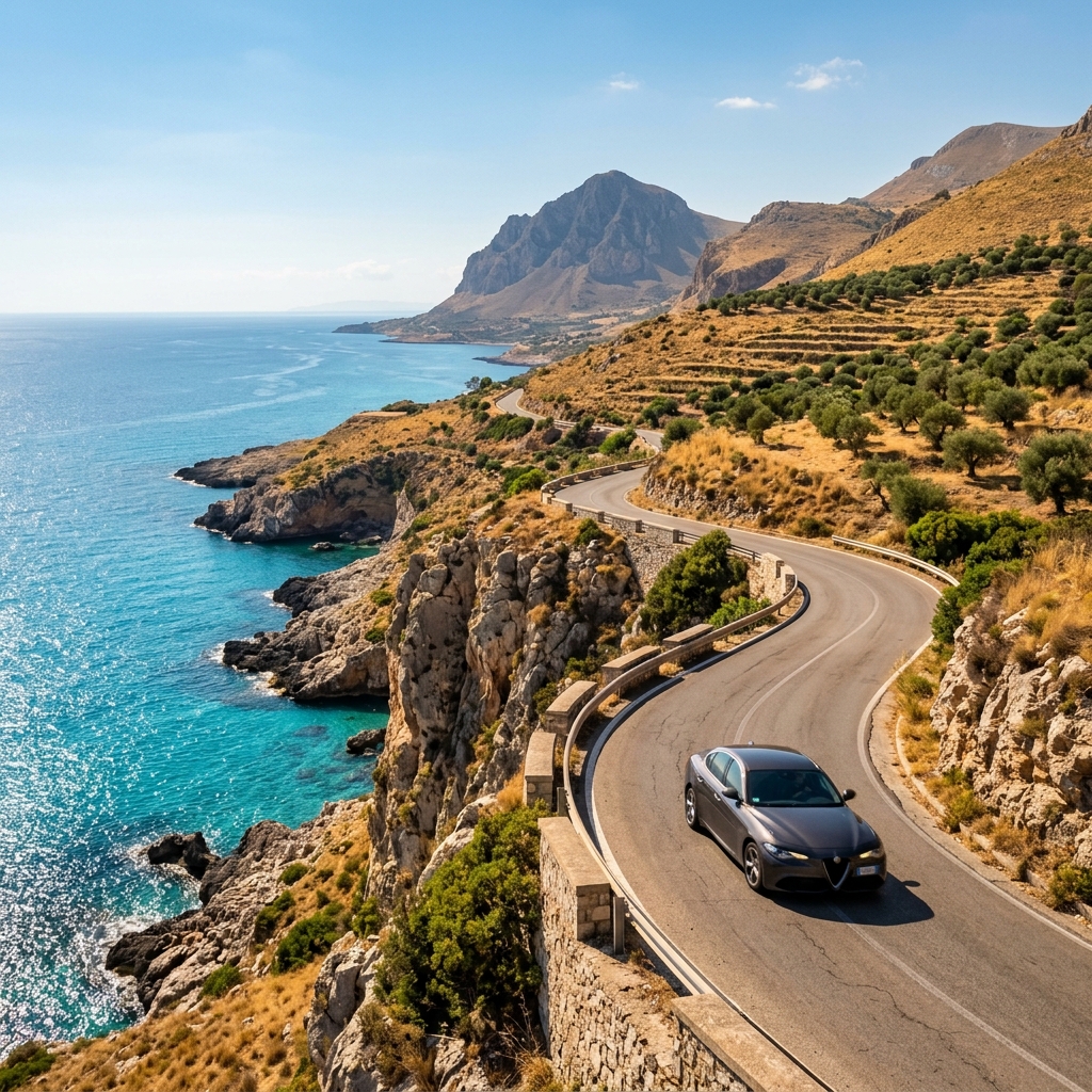 Coastal road in Western Sicily